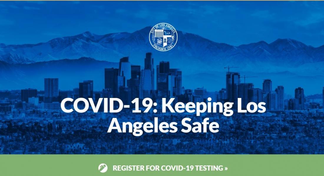 portada del sitio del condado de Los Ángeles para pruebas de COVID-19