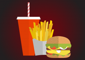 ilustración de un trío de alimentos de comida rápida